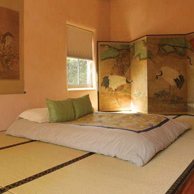 Many traditional design systems emphasize removing clutter for a peaceful bedroom, as in this design.